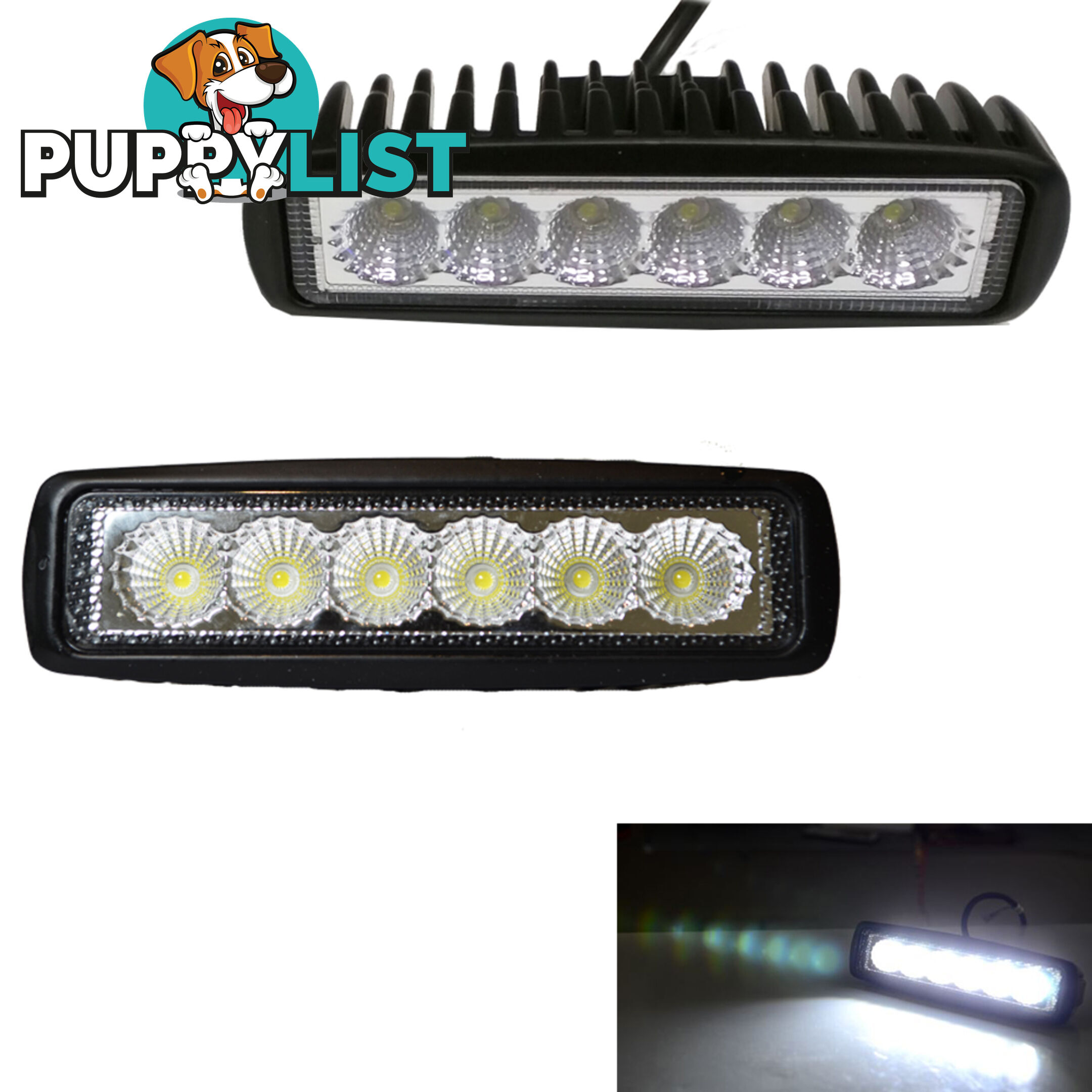 2x 6inch 18W LED Light Bar Driving Work Lamp Flood Truck Offroad UTE 4WD