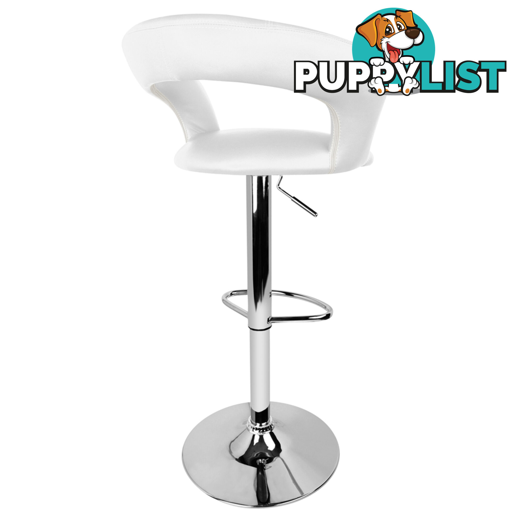 Set of 2 PU Leather Kitchen Bar Stool White