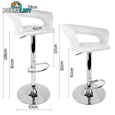 Set of 2 PU Leather Kitchen Bar Stool White