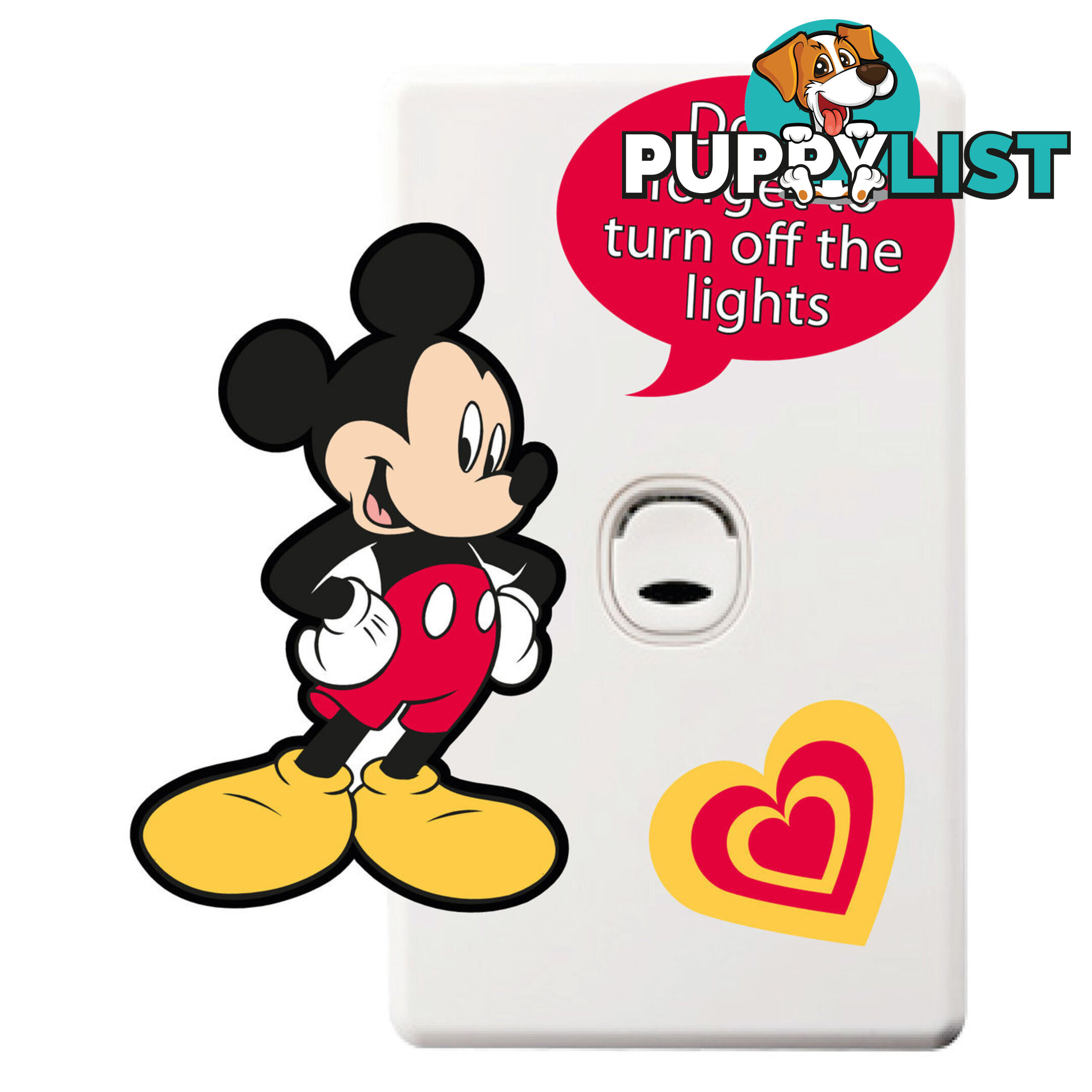 Mickey Mouse Light Switch Wall Sticker - Totally Movable