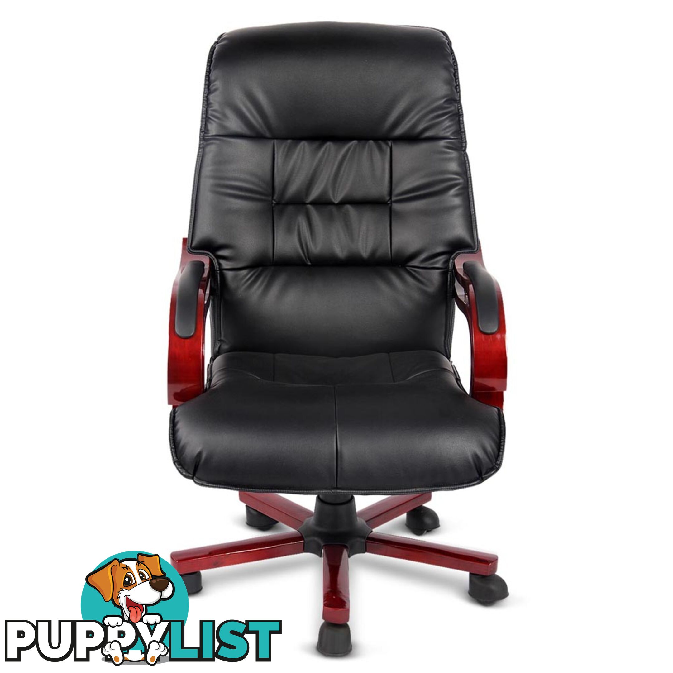 PU Leather & Wood Deluxe Office Chair