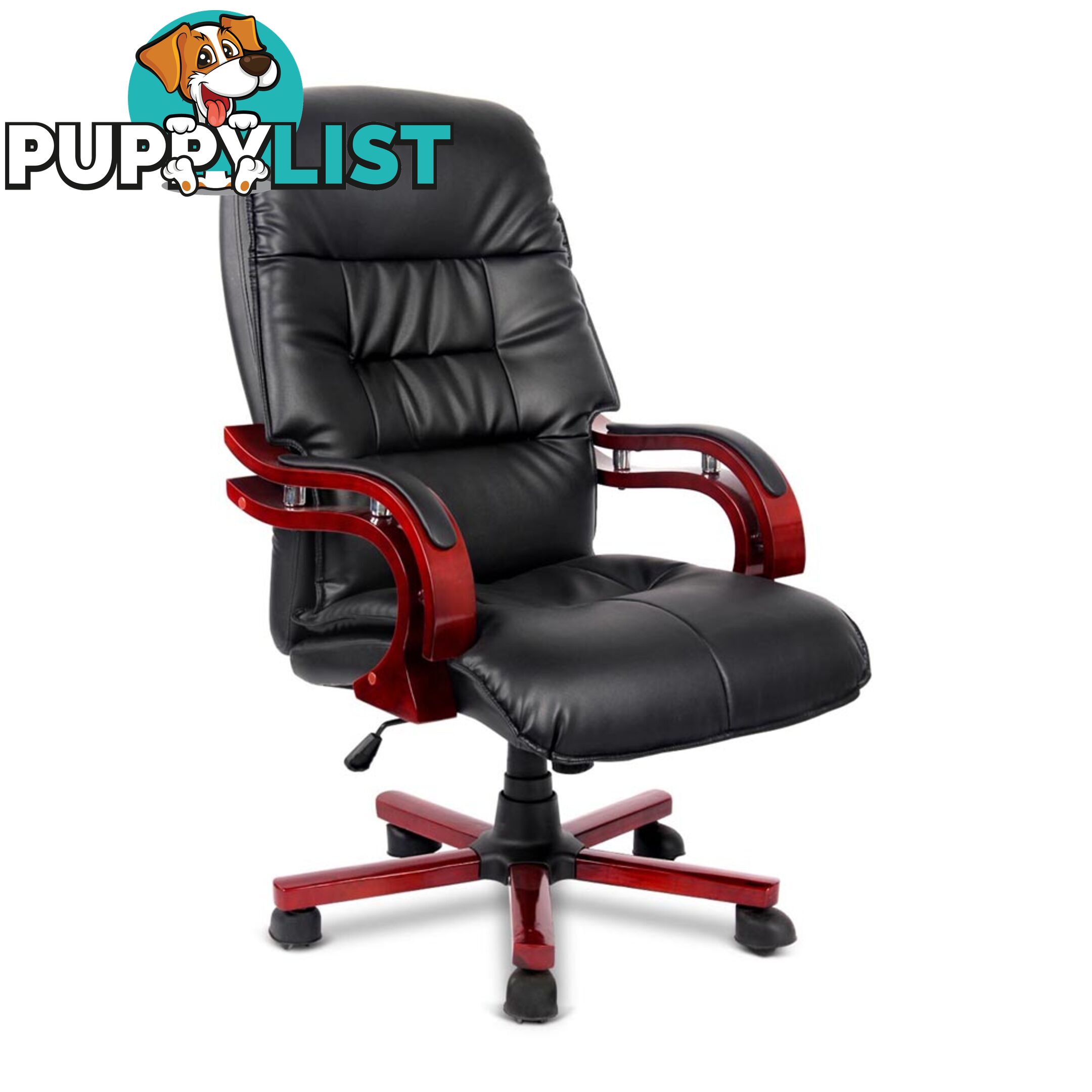 PU Leather & Wood Deluxe Office Chair