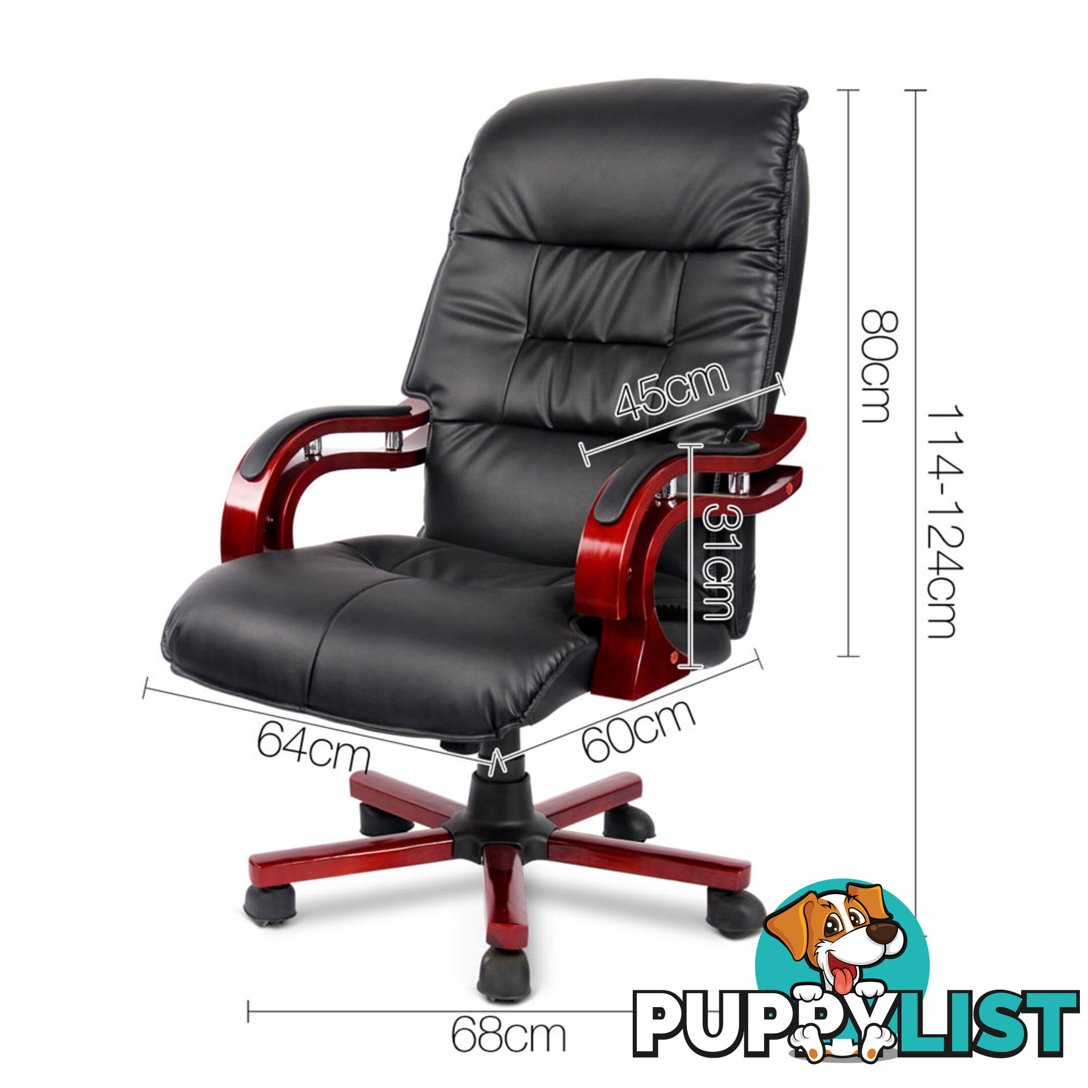 PU Leather & Wood Deluxe Office Chair