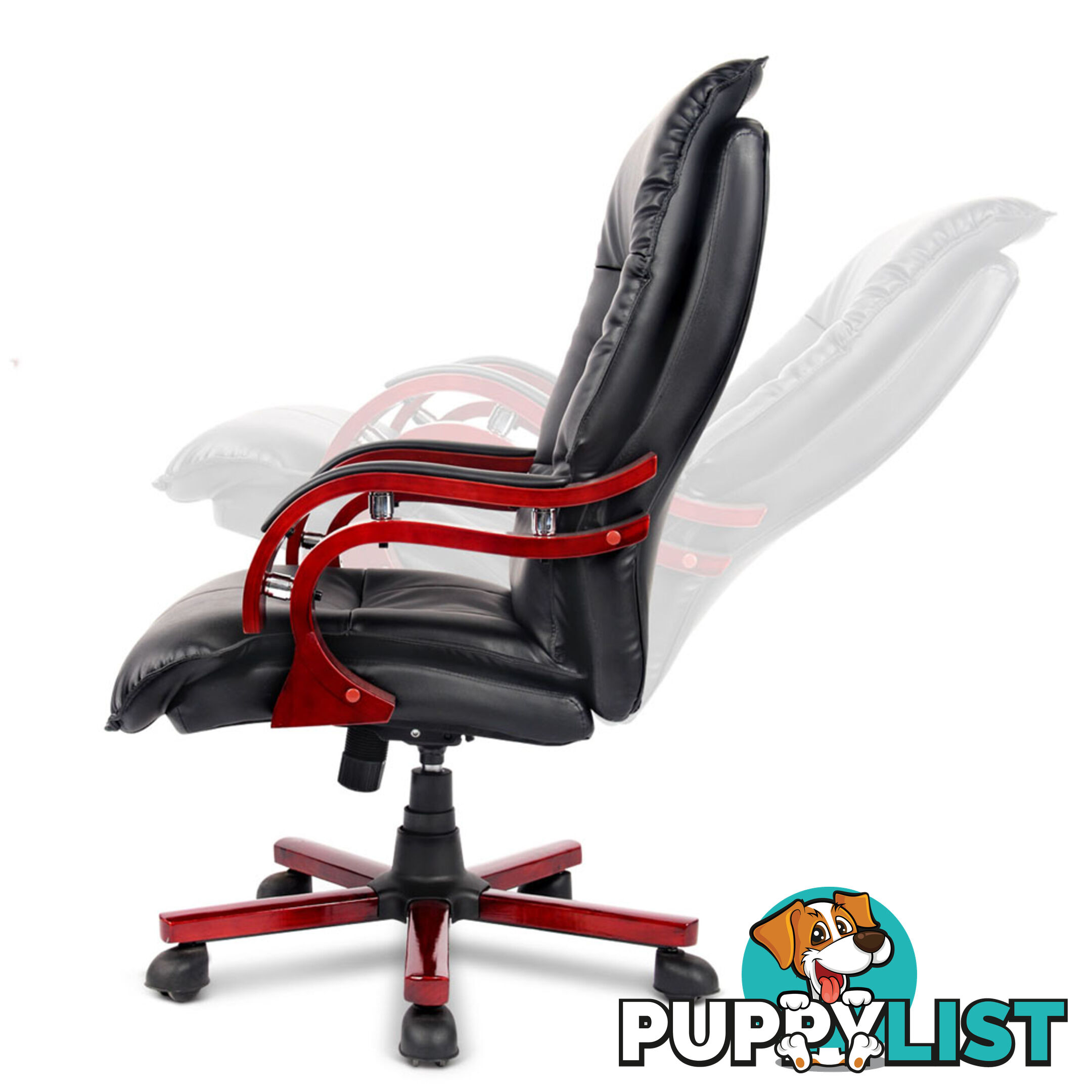 PU Leather & Wood Deluxe Office Chair