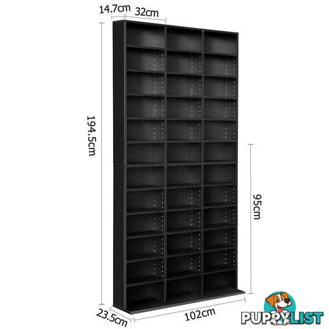 Adjustable CD DVD Book Storage Shelf Black