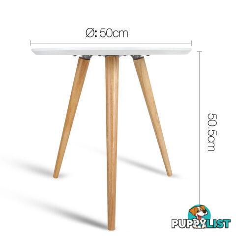 Round Bedside Side Table - White