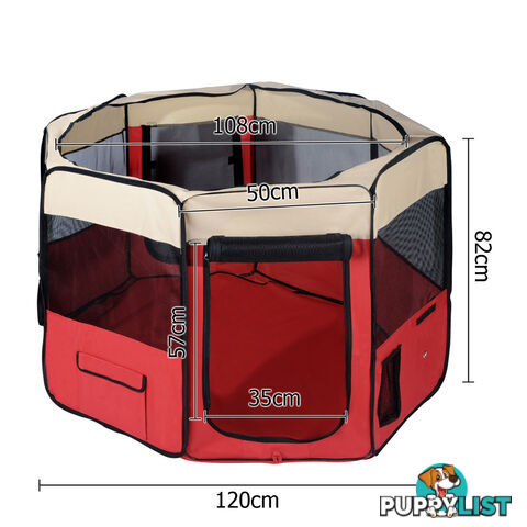 Pet Dog Puppy Cat Exercise Playpen Crate Cage Tent Red