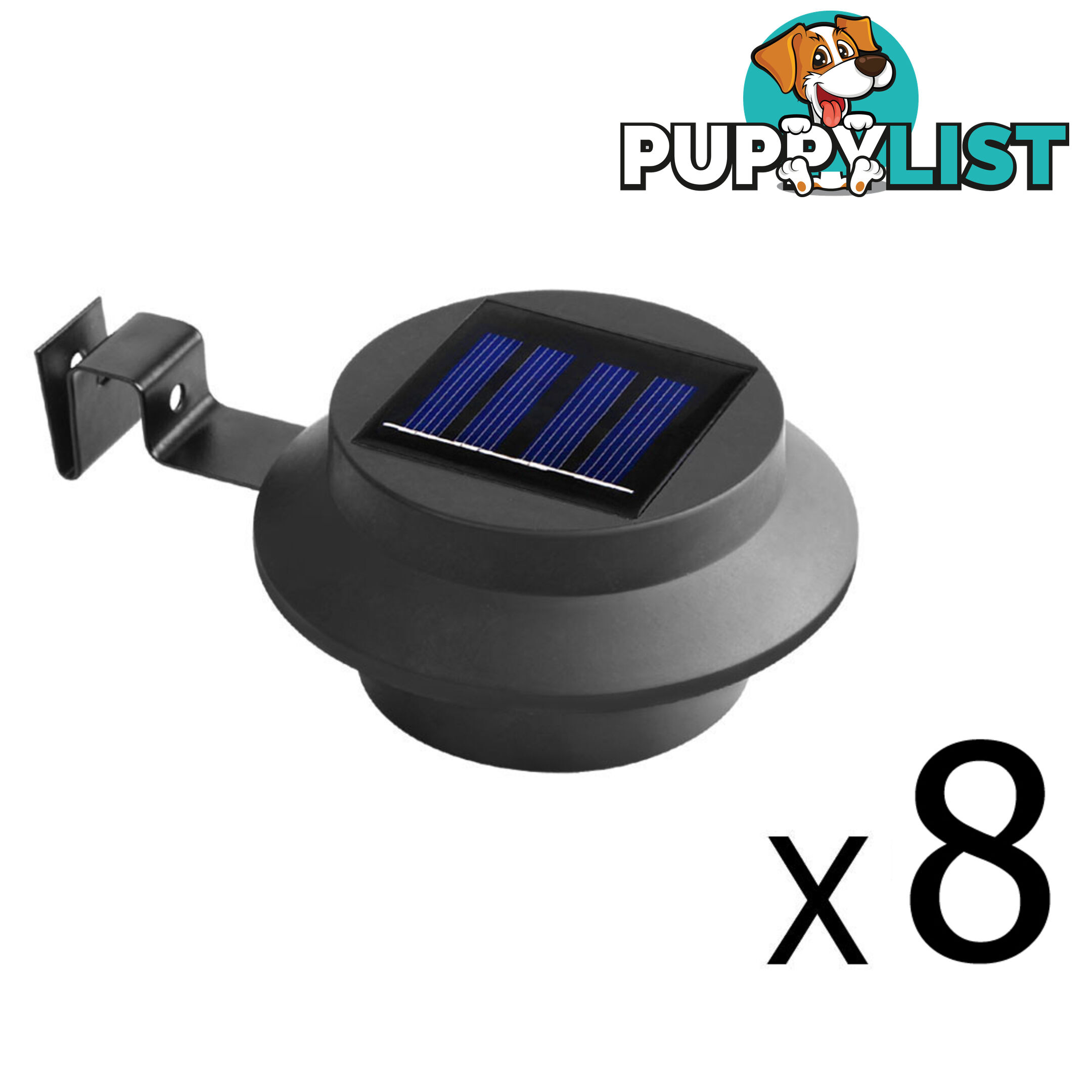 Set of 8 Solar Gutter Light - Black