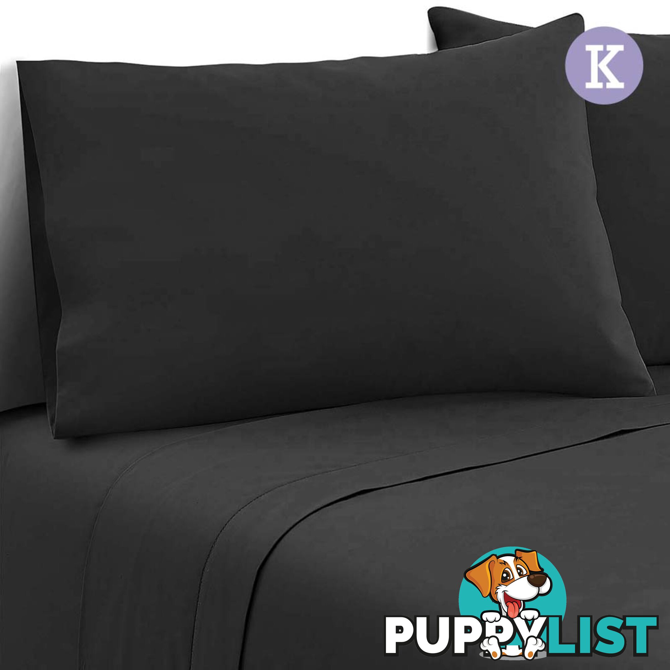 4 Piece Microfibre Sheet Set King _ Black