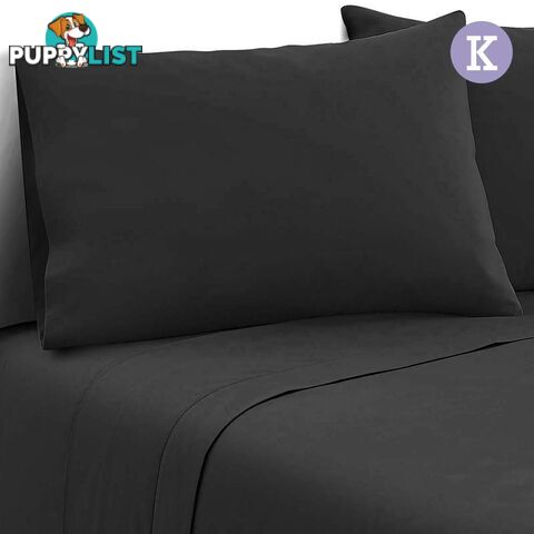 4 Piece Microfibre Sheet Set King _ Black