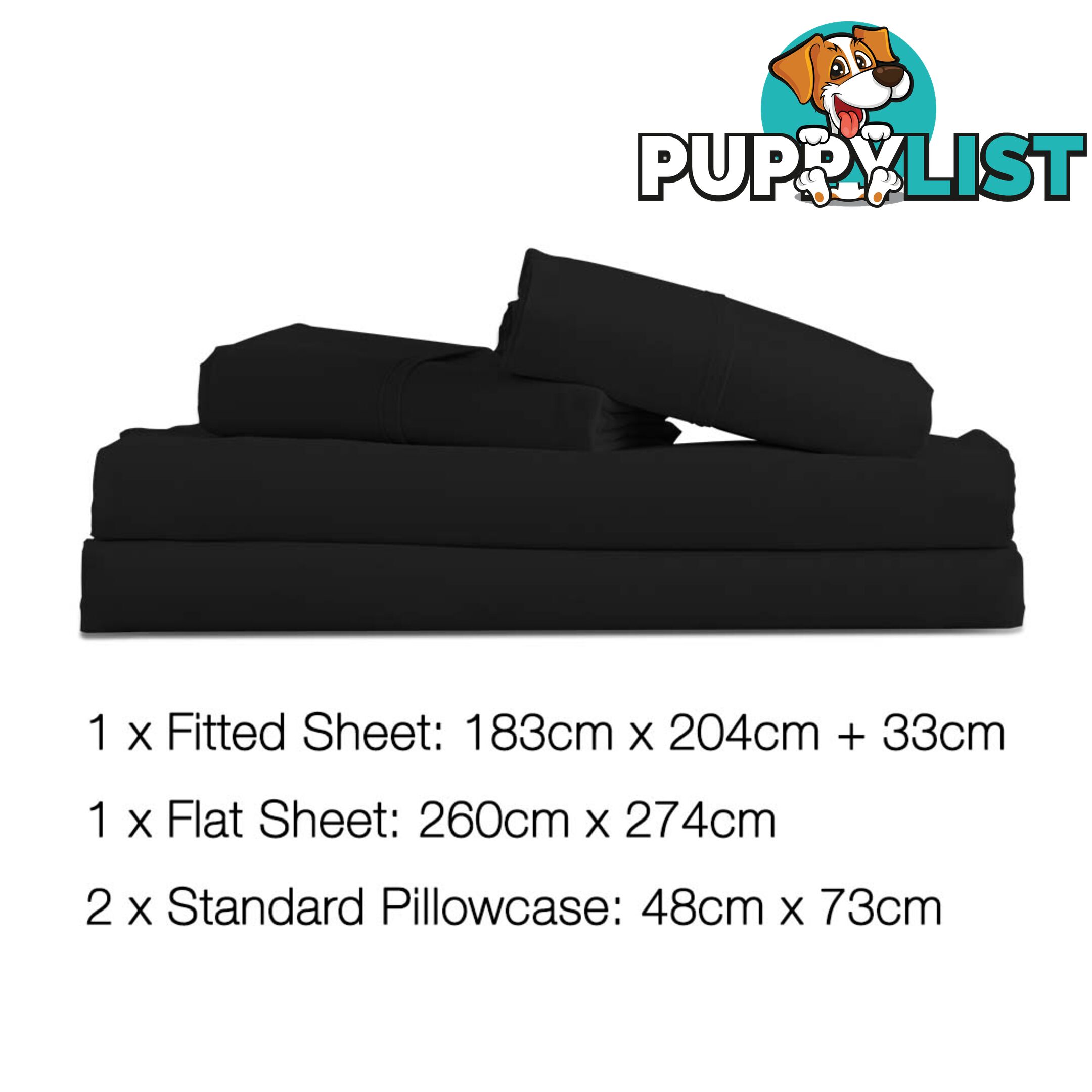 4 Piece Microfibre Sheet Set King _ Black