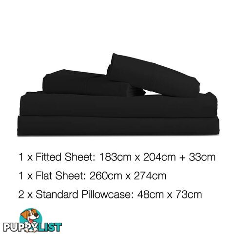 4 Piece Microfibre Sheet Set King _ Black