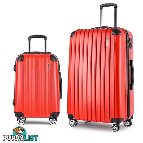 Set of 2 Hard Shell Travel Luggage with TSA Lock - Red