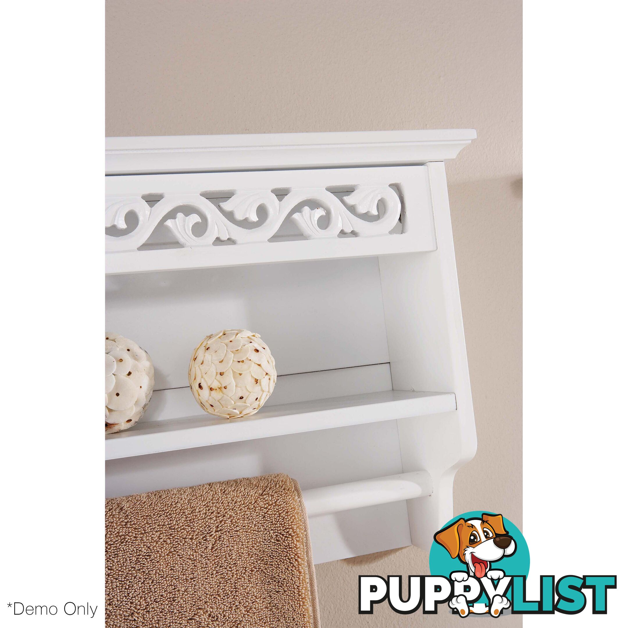 Lure Towel Rail with Shelf in WHITE