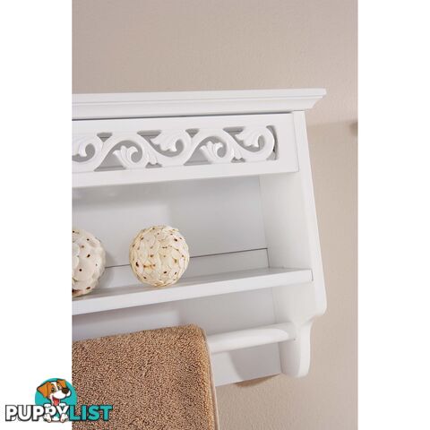 Lure Towel Rail with Shelf in WHITE