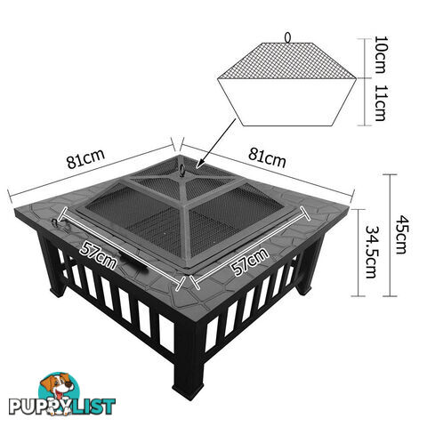 Outdoor Fire Pit BBQ Table Grill Fireplace Stone Pattern