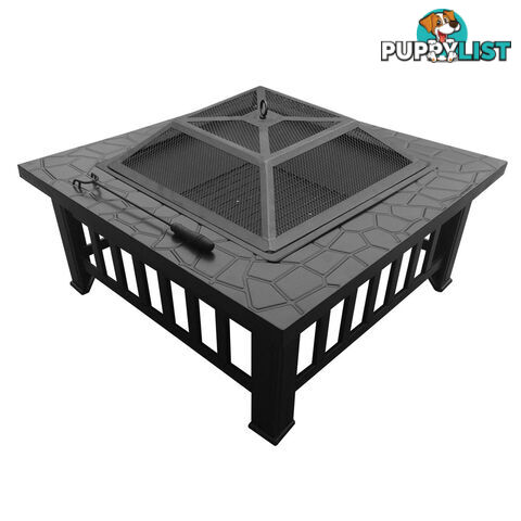 Outdoor Fire Pit BBQ Table Grill Fireplace Stone Pattern