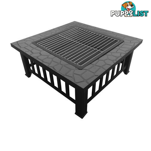 Outdoor Fire Pit BBQ Table Grill Fireplace Stone Pattern