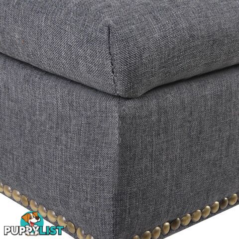 Linen Fabric Storage Ottoman _ Grey