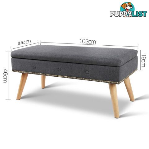 Linen Fabric Storage Ottoman _ Grey