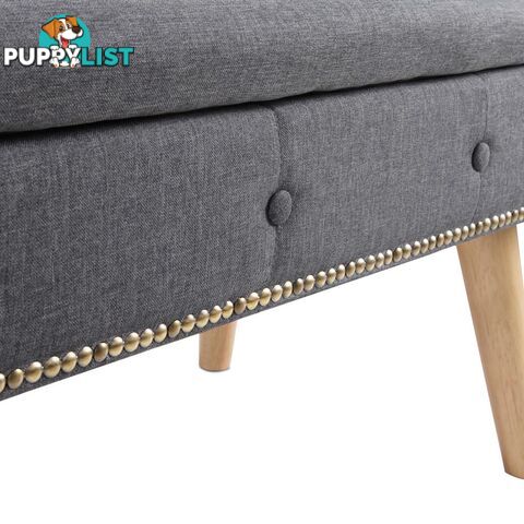 Linen Fabric Storage Ottoman _ Grey