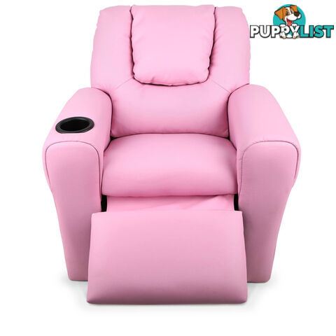 Kids Padded PU Leather Recliner Chair  - Pink