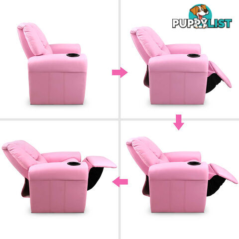 Kids Padded PU Leather Recliner Chair  - Pink