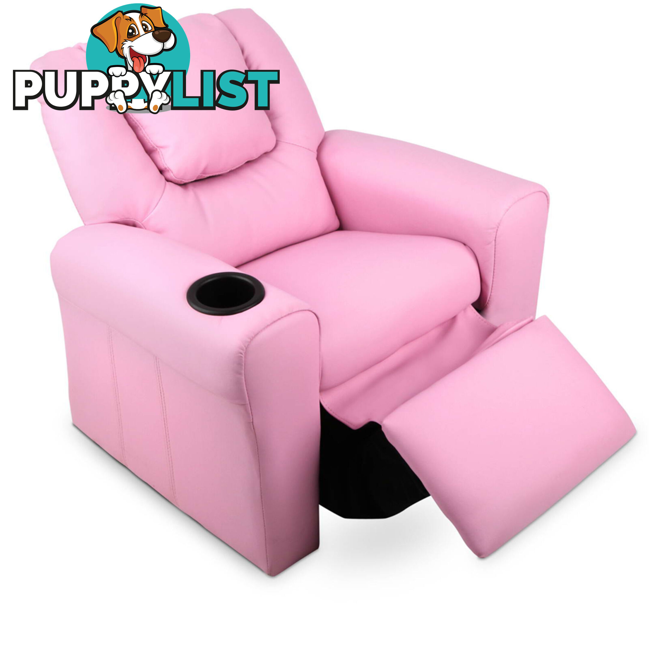 Kids Padded PU Leather Recliner Chair  - Pink