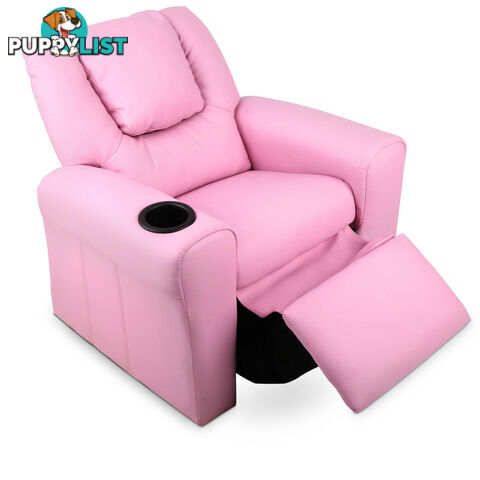 Kids Padded PU Leather Recliner Chair  - Pink