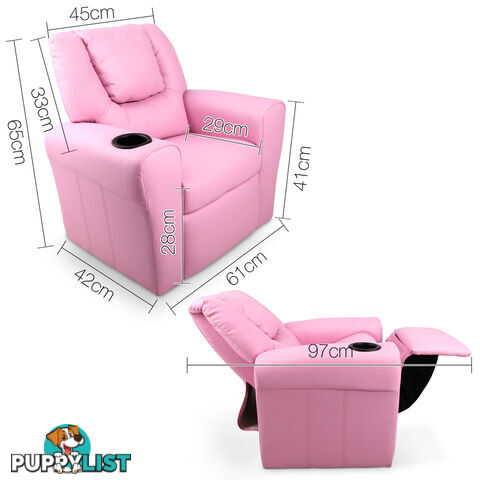 Kids Padded PU Leather Recliner Chair  - Pink