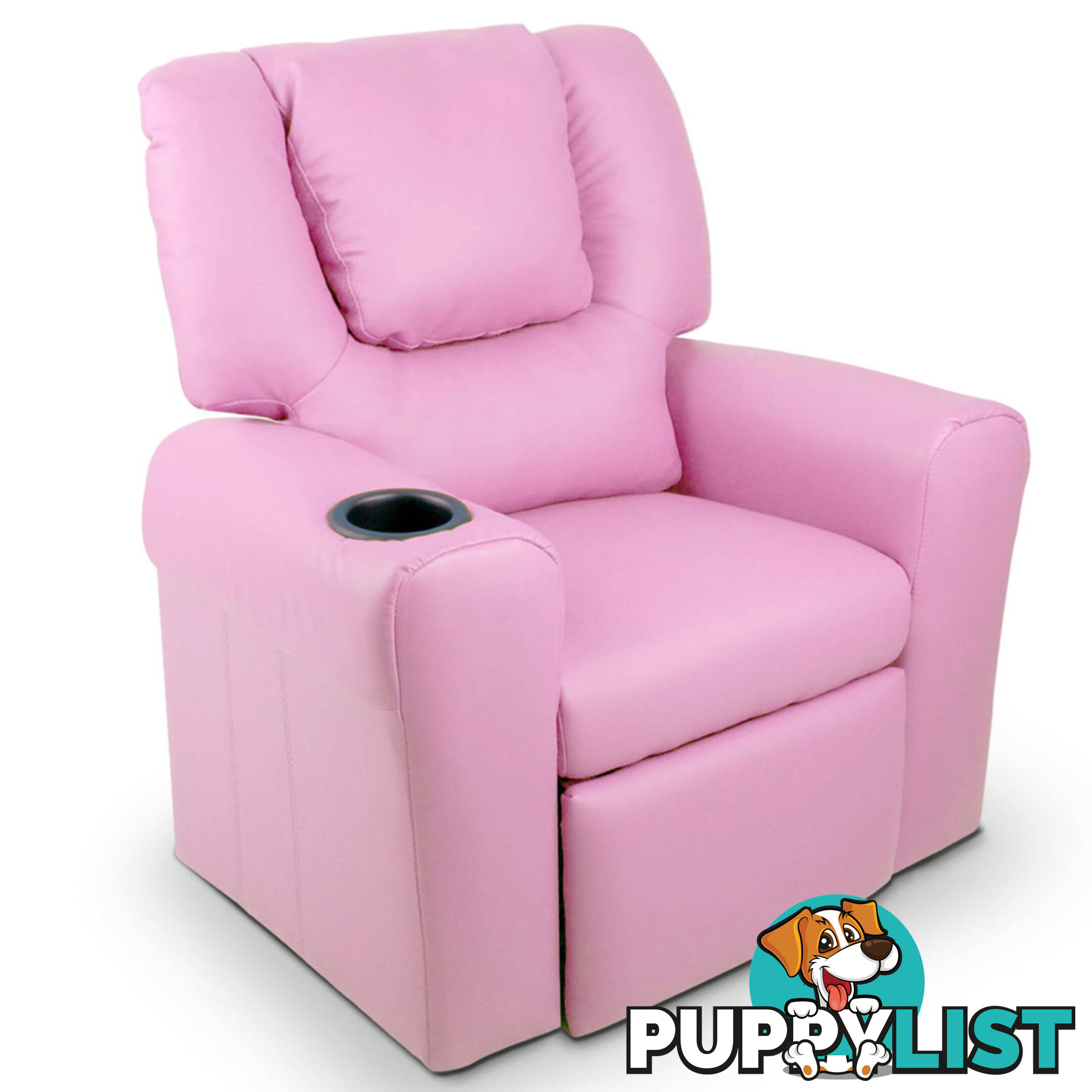 Kids Padded PU Leather Recliner Chair  - Pink