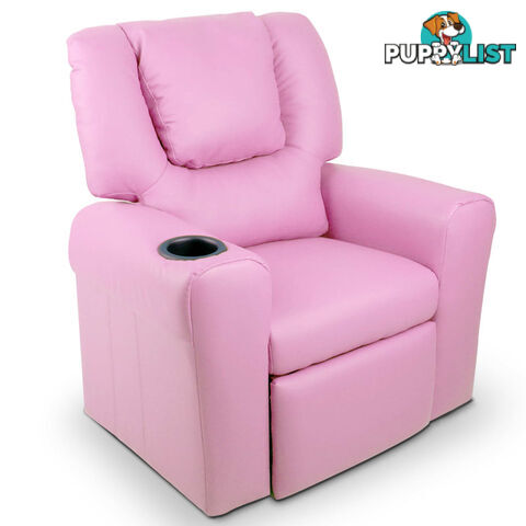 Kids Padded PU Leather Recliner Chair  - Pink