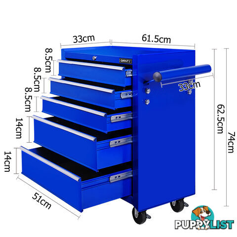 5 Drawers Roller Toolbox Cabinet  Blue