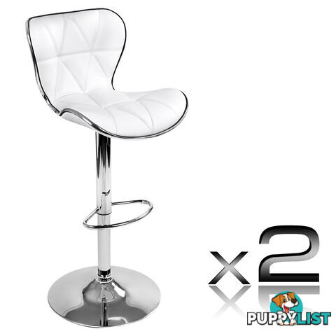 Set of 2 PU Leather Kitchen Bar Stool White