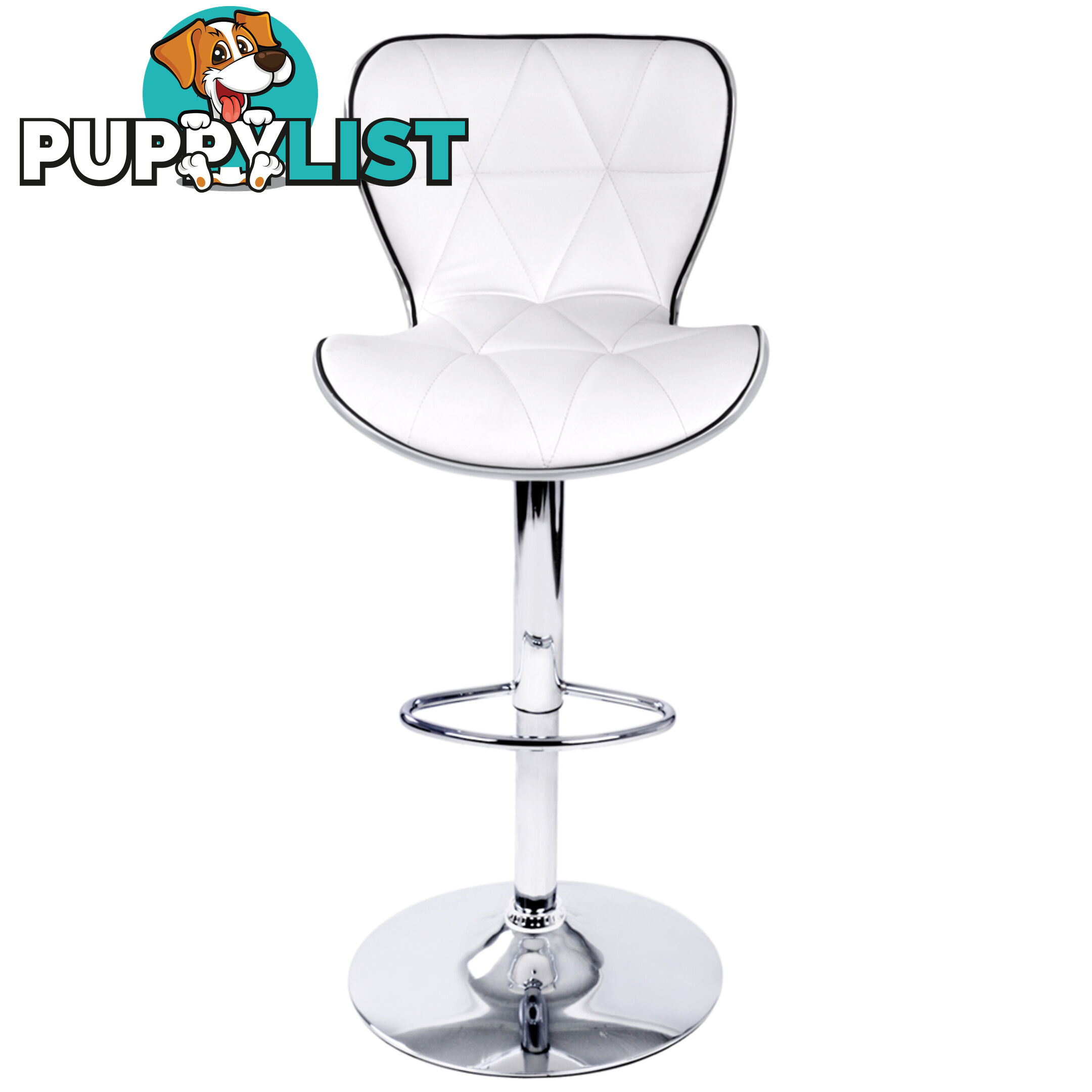 Set of 2 PU Leather Kitchen Bar Stool White