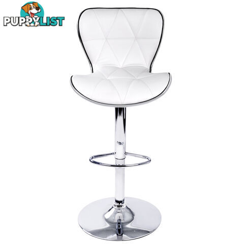 Set of 2 PU Leather Kitchen Bar Stool White