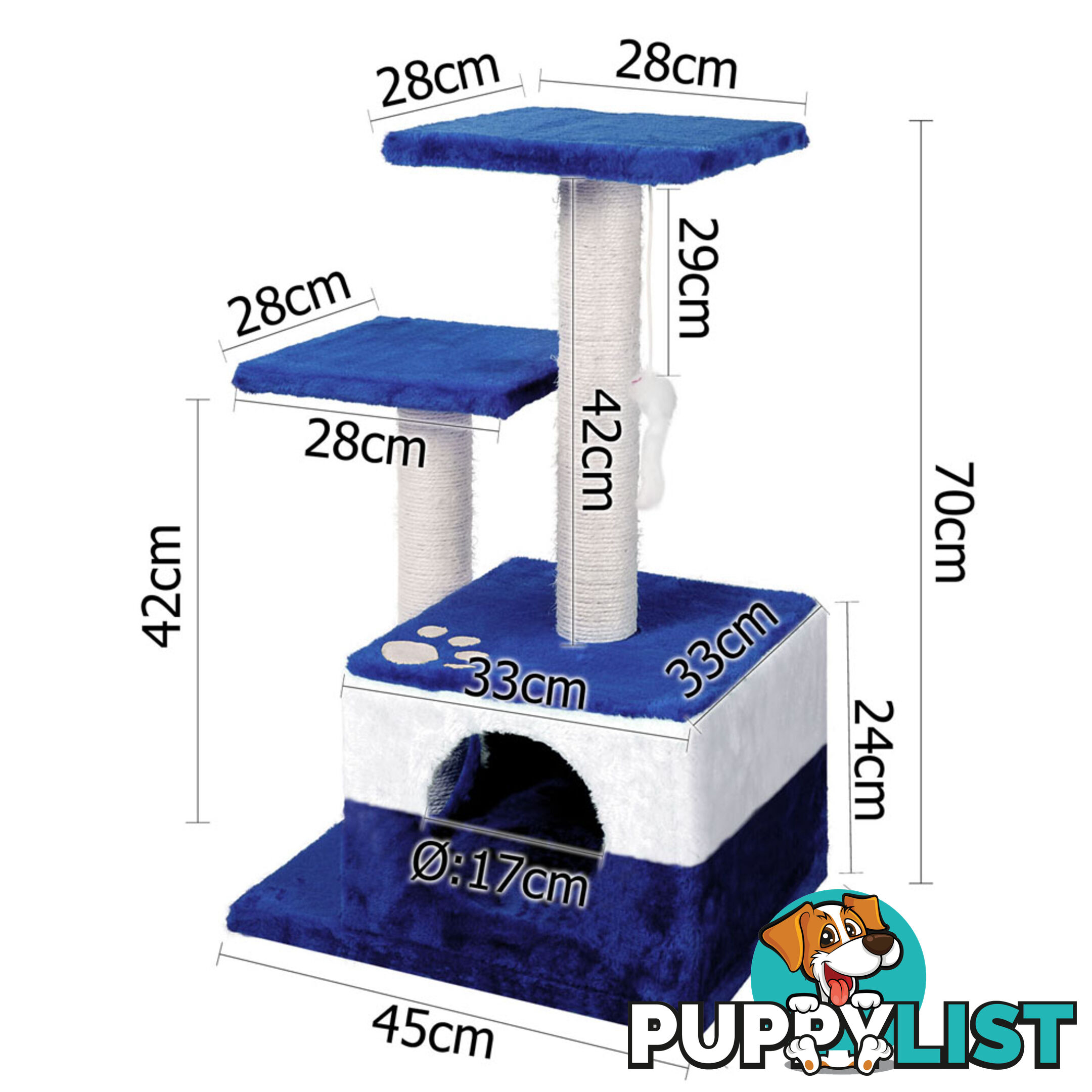 Cat Scratching Poles Post Furniture Tree House Blue