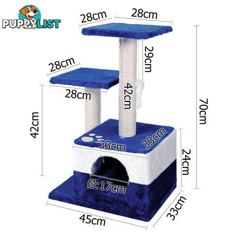 Cat Scratching Poles Post Furniture Tree House Blue