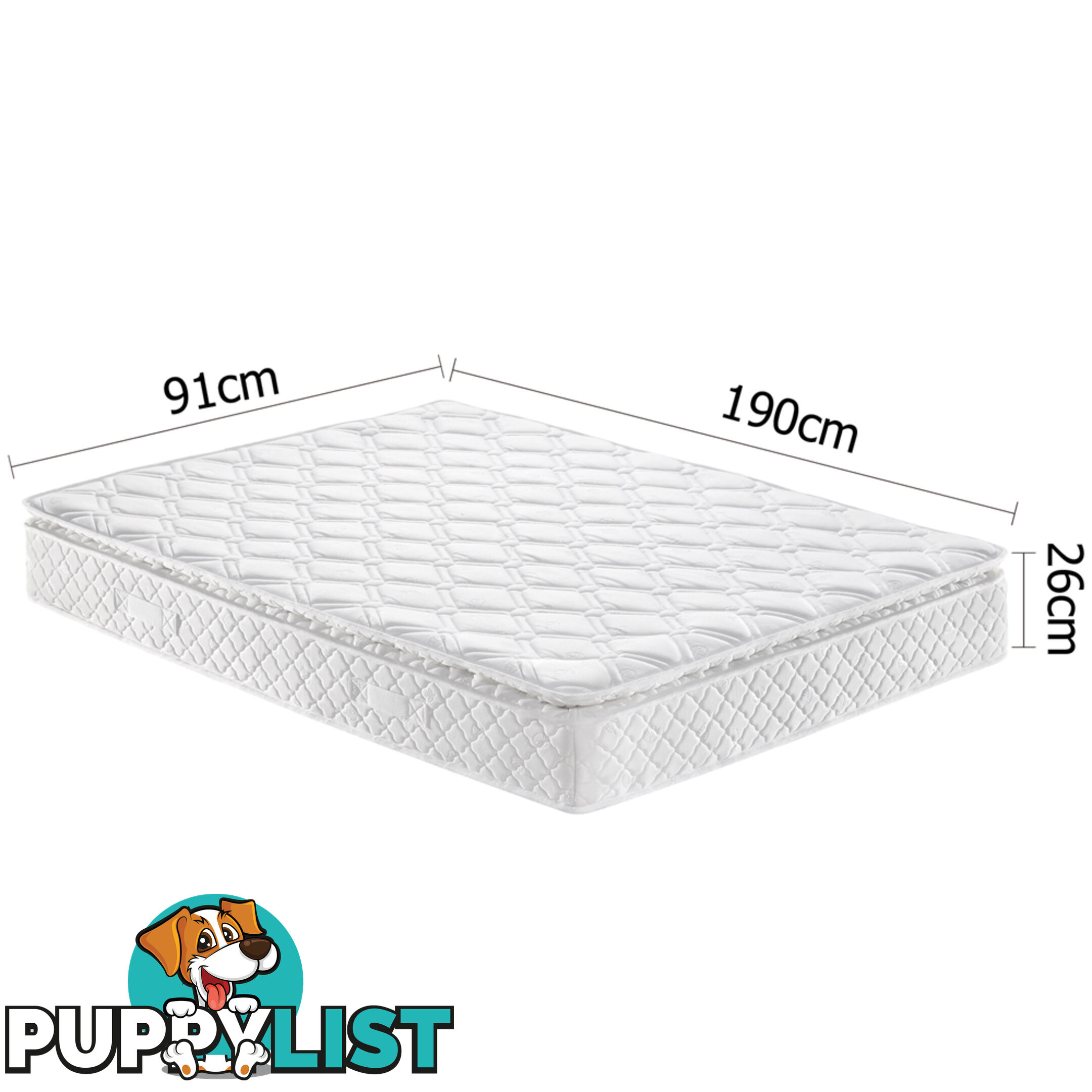 Latex Pillow Top Pocket Spring Mattress Single