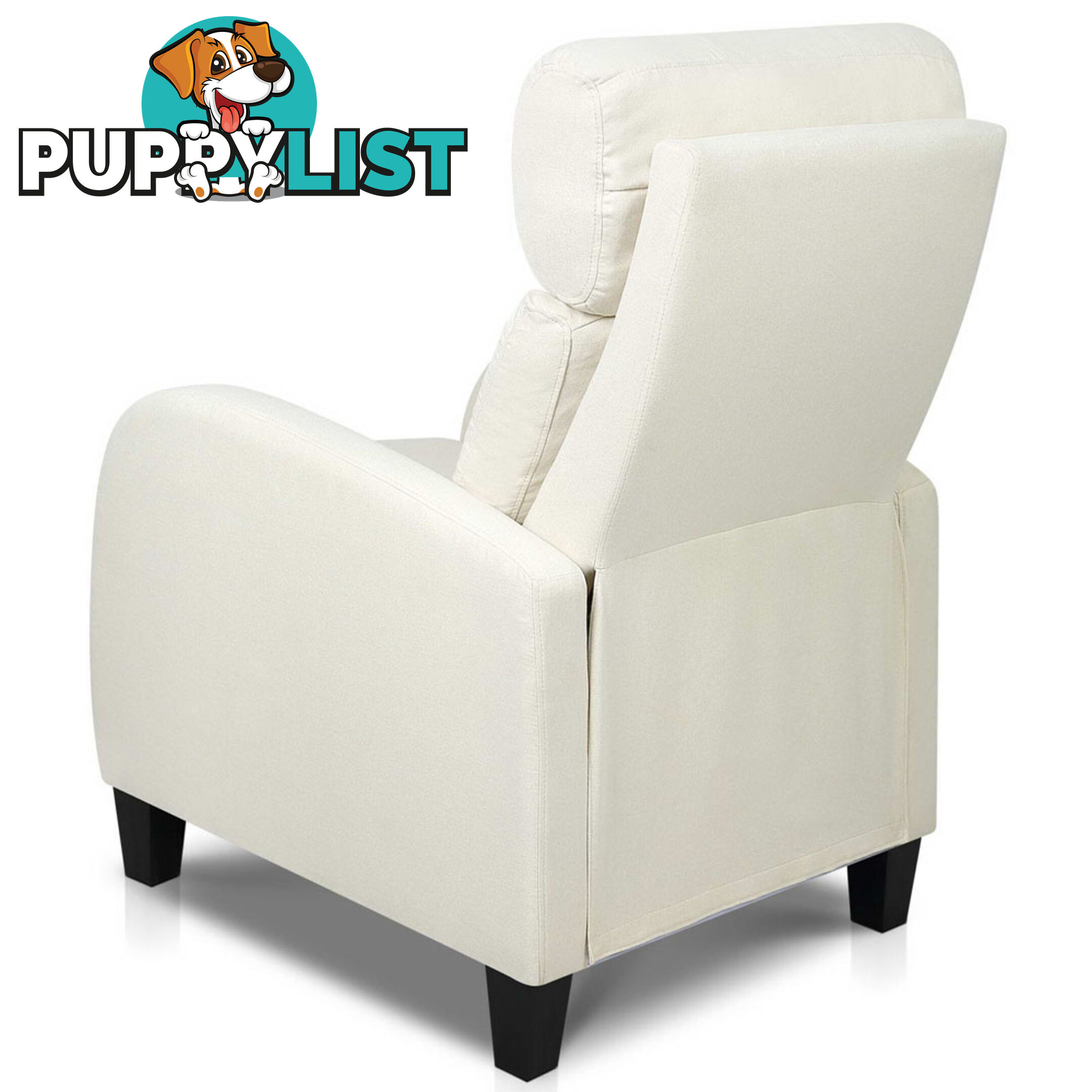 Linen Fabric Armchair Recliner - Beige