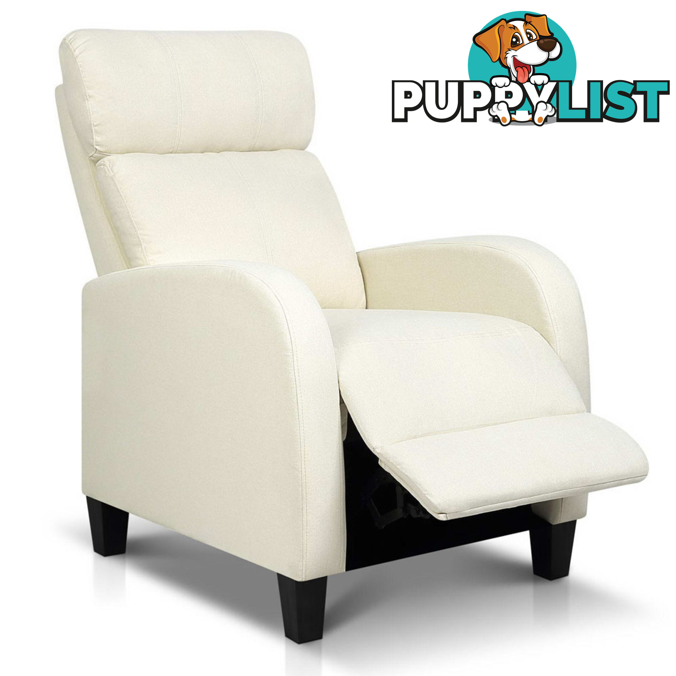 Linen Fabric Armchair Recliner - Beige