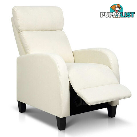 Linen Fabric Armchair Recliner - Beige