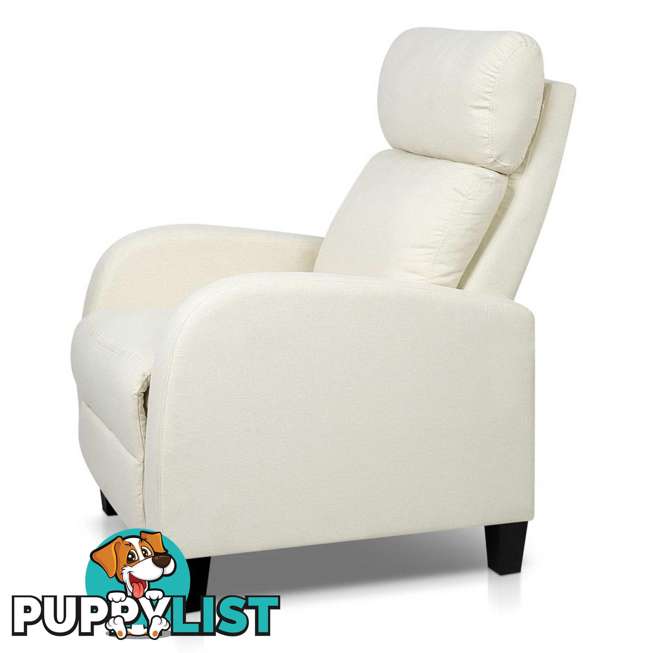 Linen Fabric Armchair Recliner - Beige