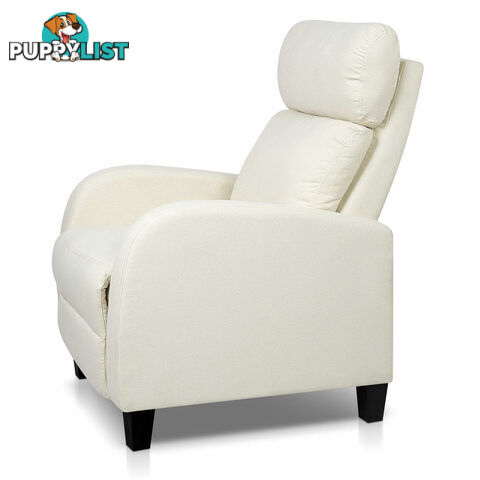 Linen Fabric Armchair Recliner - Beige