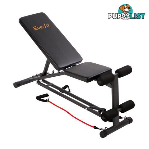 FID Flat Adjustable Bench 150Kg w/ Resistance Bands