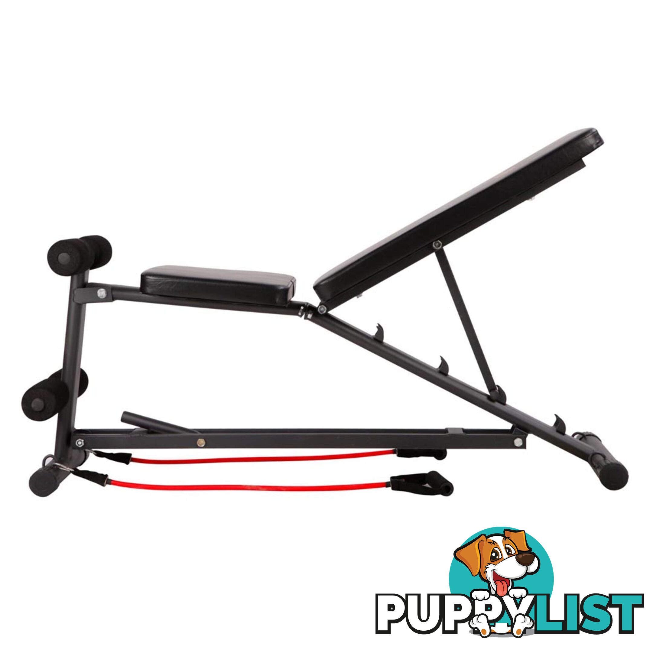 FID Flat Adjustable Bench 150Kg w/ Resistance Bands