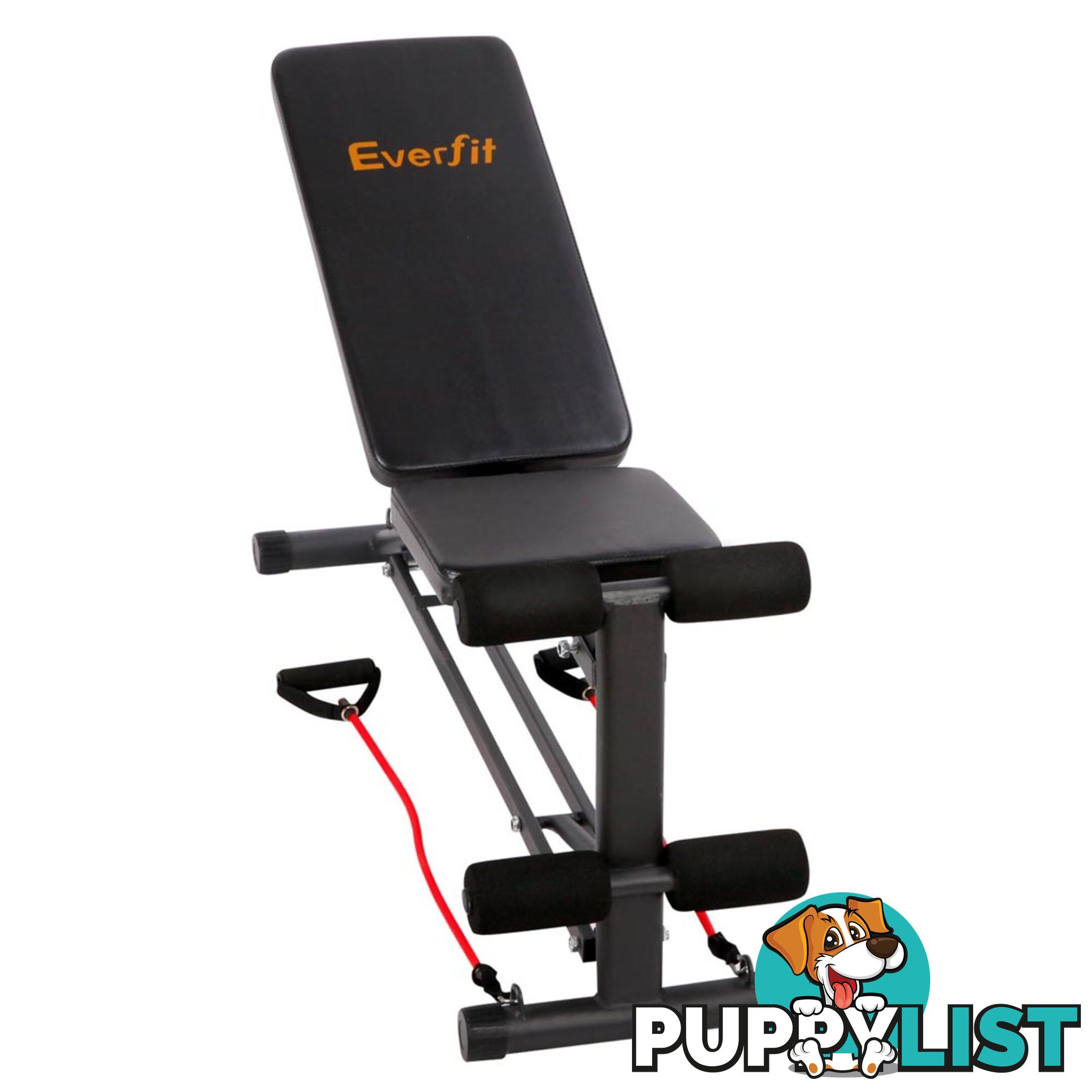 FID Flat Adjustable Bench 150Kg w/ Resistance Bands