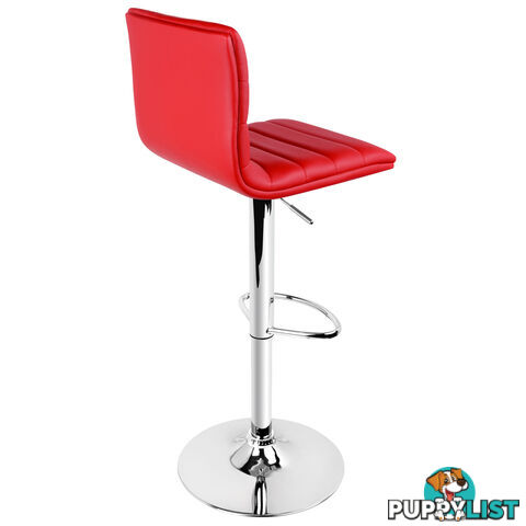 Set of 2 PU Leather Kitchen Bar Stool Red