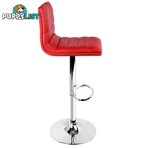 Set of 2 PU Leather Kitchen Bar Stool Red