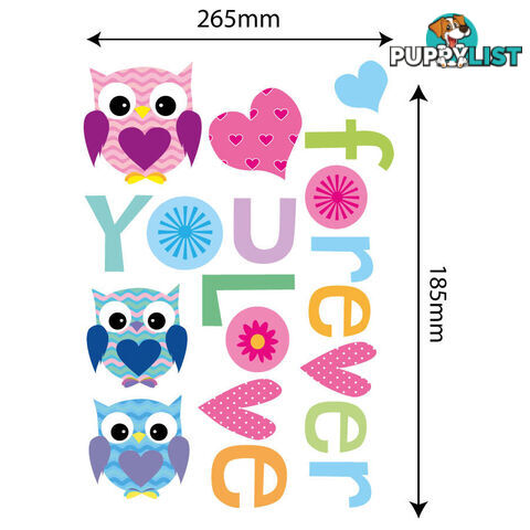 Medium Size Love Forever Owls Wall Sticker - Totally Movable